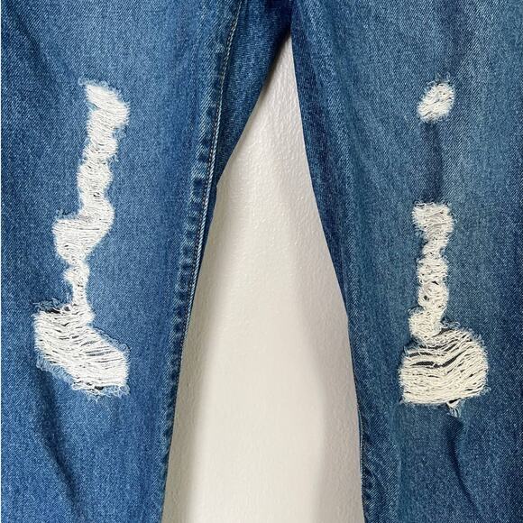 Levis Premium Wedgie Straight Jeans Women's 26 Button Fly Blue Wash Distressed - Picture 6 of 13